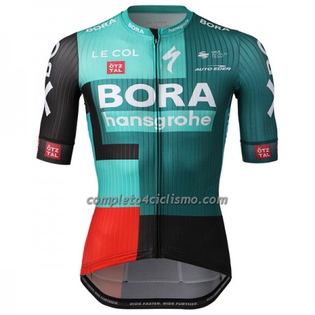 Maglia 2022 BORA-Hansgrohe Manica Corta Verde Nero Maglia 2022 BORA-Hansgrohe Manica Corta Verde Nero